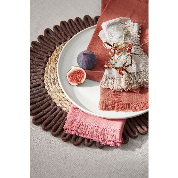 VILLIA - Serviettes lot de 4 TERRACOTTA - 40 x 40 cm