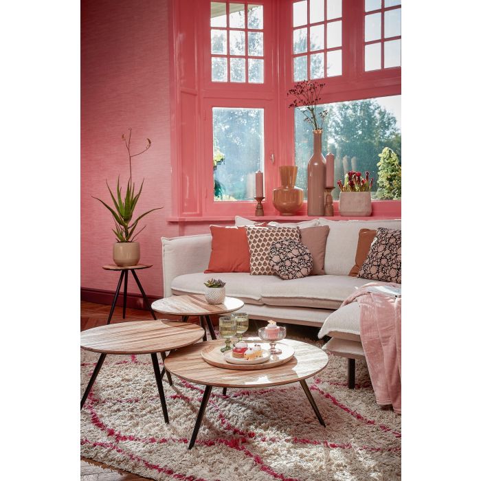 ESMEE - Coussin fleurs noir/beige - 45X45 cm