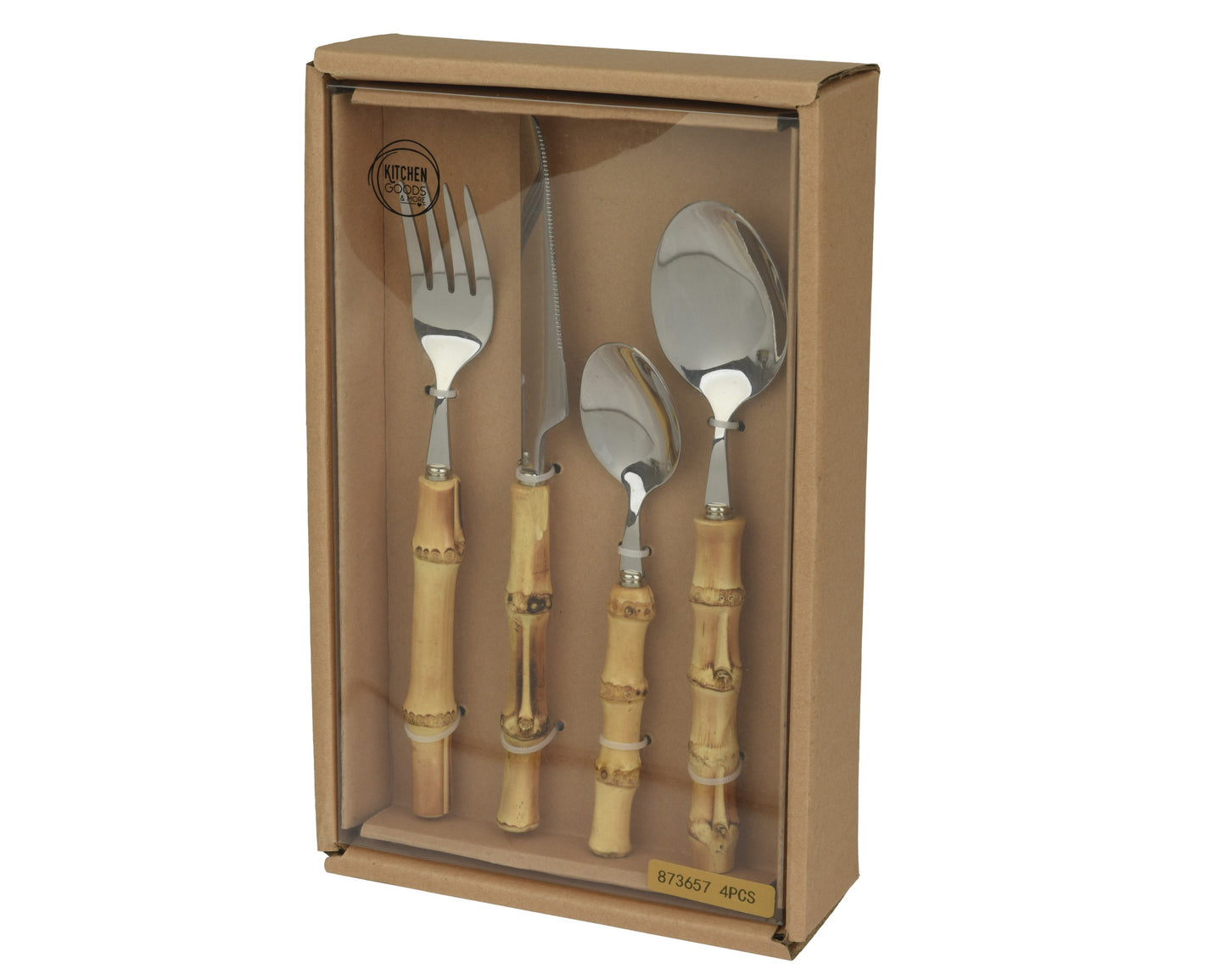 Set de 16 couverts en bois bambou et acier