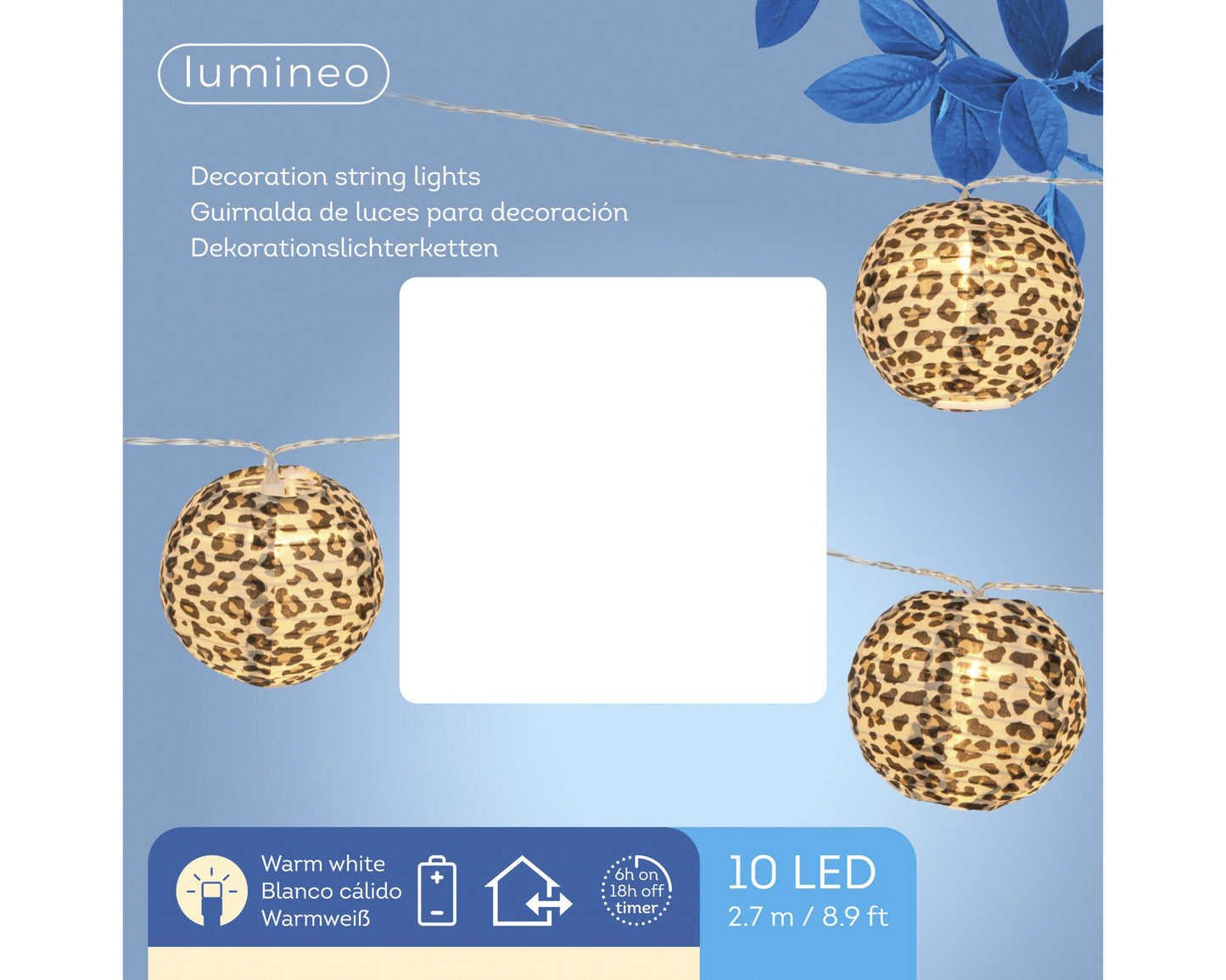 LAMPIONS LED 10 guirlandes déco leopard fixe extérieur 2,7 m