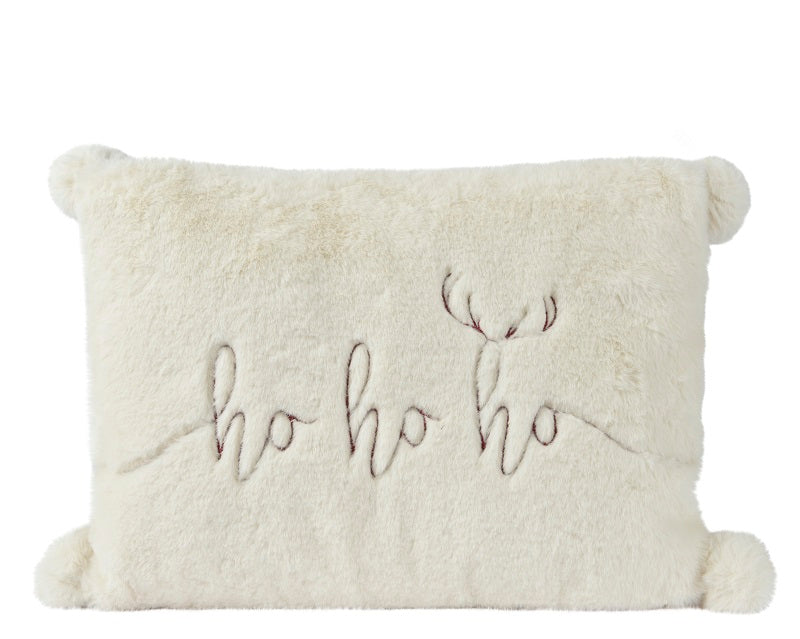Coussin ho ho ho de Noël rectangulaire en broderie