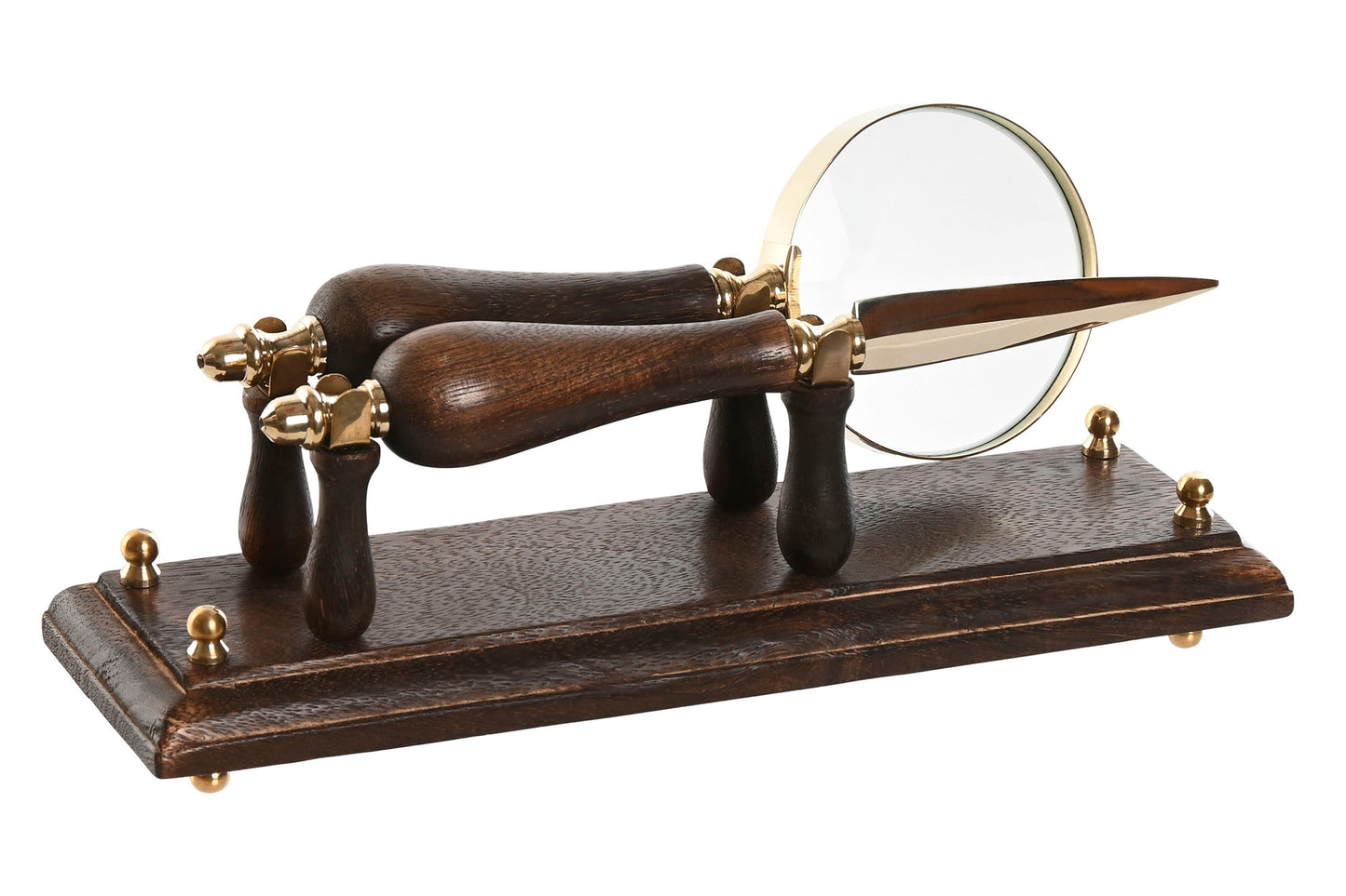 LOUPE ET COUPE-PAPIER - bois de manguier et laiton