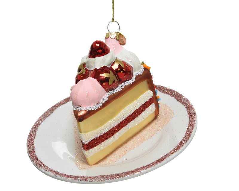 Suspension Gâteau verre fraise pailletées