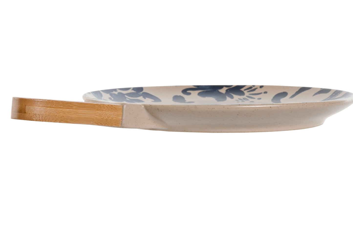 ASSIETTE DE PRESENTATION - Grès écru et jaspé bleu