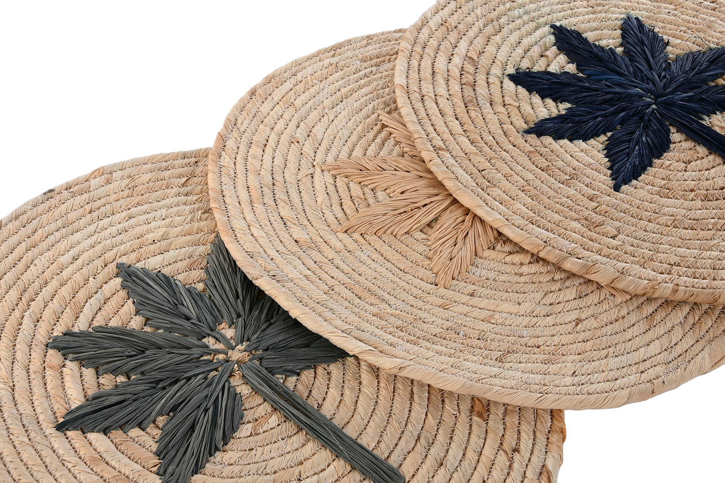 3 SETS DE TABLE PALMIER - Couleurs assorties- Fibre de Maïs - D35 cm