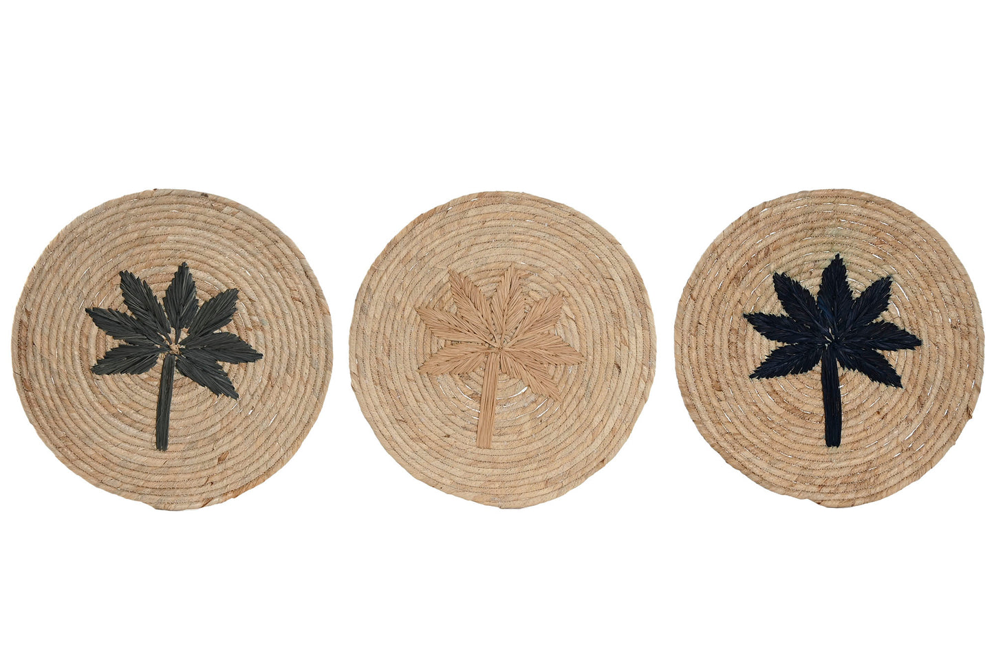 3 SETS DE TABLE PALMIER - Couleurs assorties- Fibre de Maïs - D35 cm