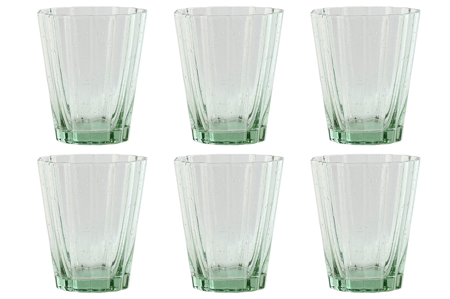 6 VERRES - bullés vert - 280ML