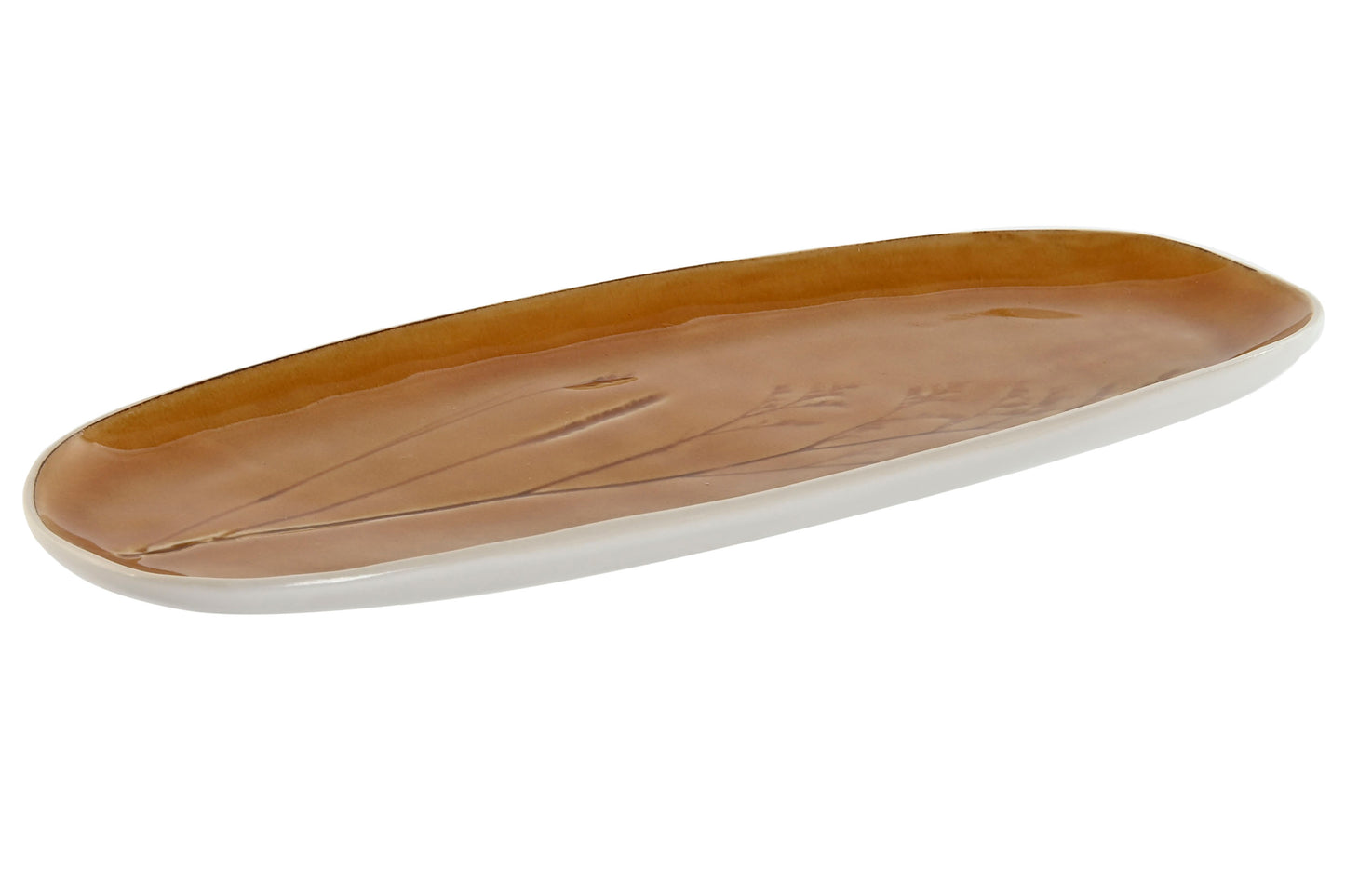 BOTANIQUE - plateau grès émaillé brillant - L 32,7 cm