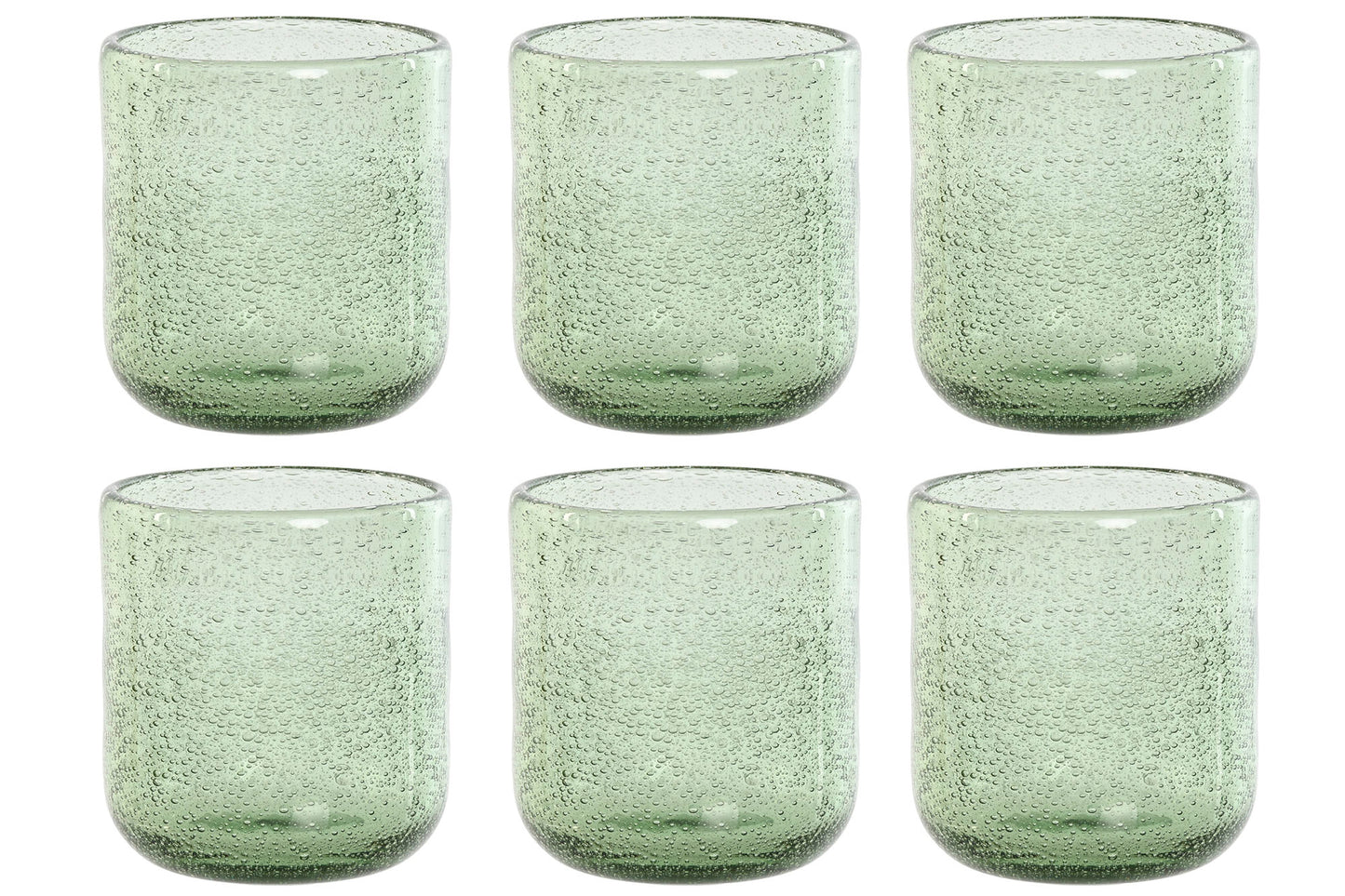 6 VERRES - Bullés vert - 320ml