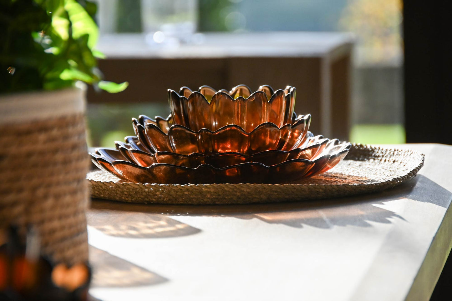 DALIA - Assiette creuse verre marron - D 17,5 cm