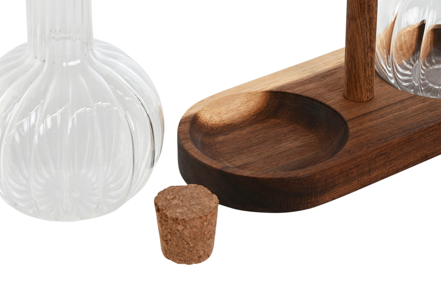 HUILIER & VINAIGRIER - set de 2 - verre / support acacia