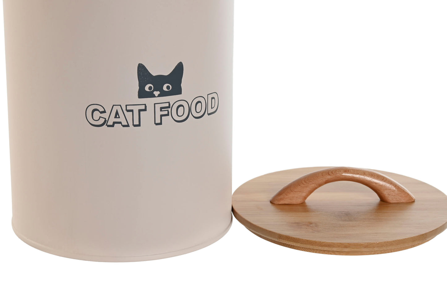 POT NOURRITURE CHAT - Métal beige et couvercle bambou 2,5 L