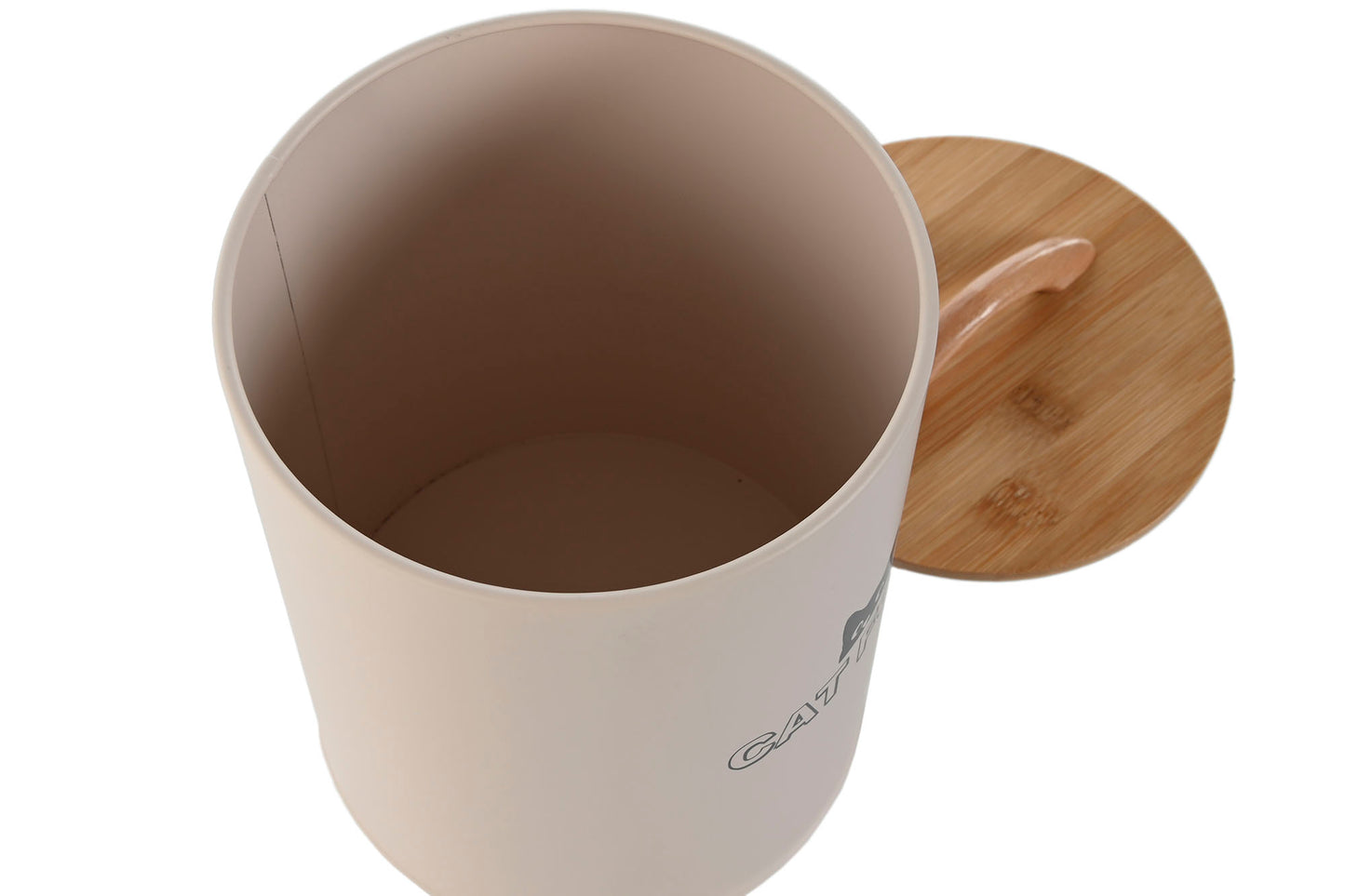 POT NOURRITURE CHAT - Métal beige et couvercle bambou 2,5 L