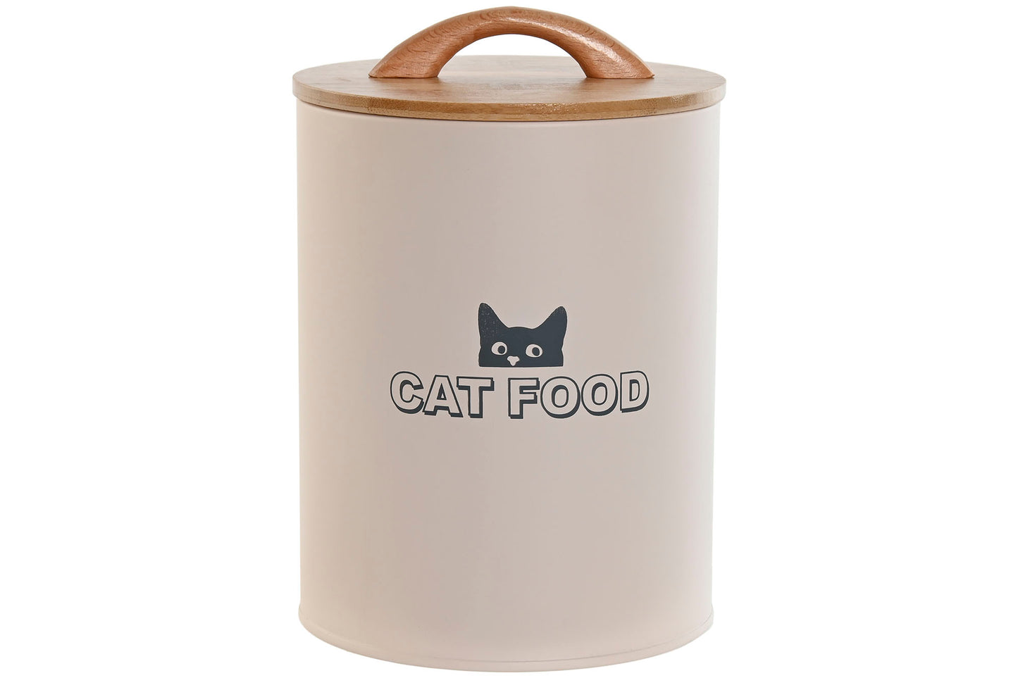POT NOURRITURE CHAT - Métal beige et couvercle bambou 2,5 L