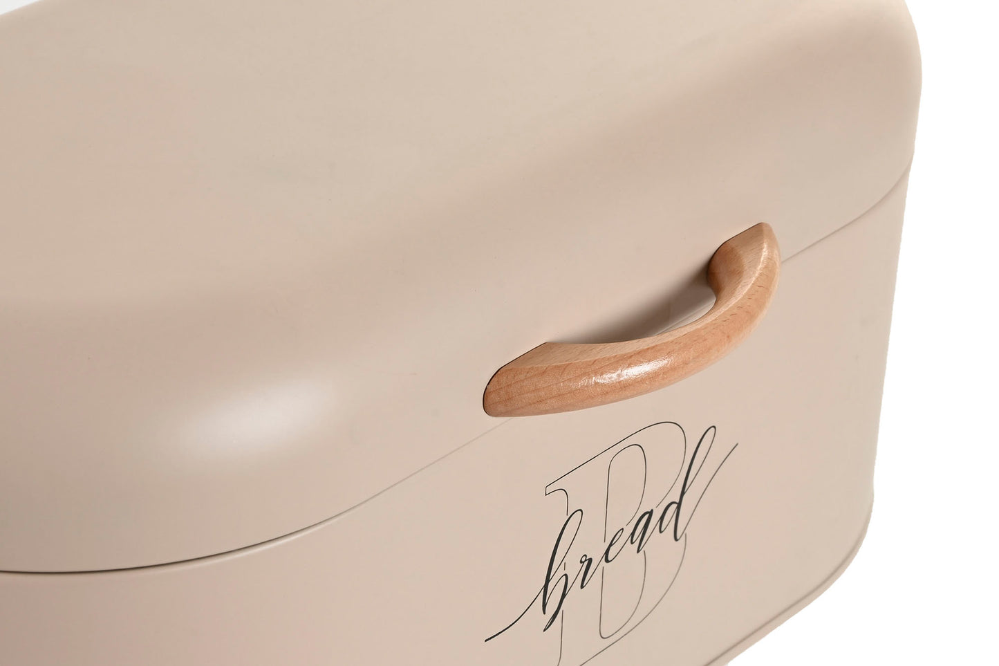 CORBEILLE PAIN - Métal beige poignée en pin