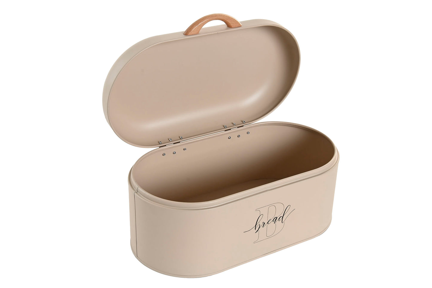 CORBEILLE PAIN - Métal beige poignée en pin