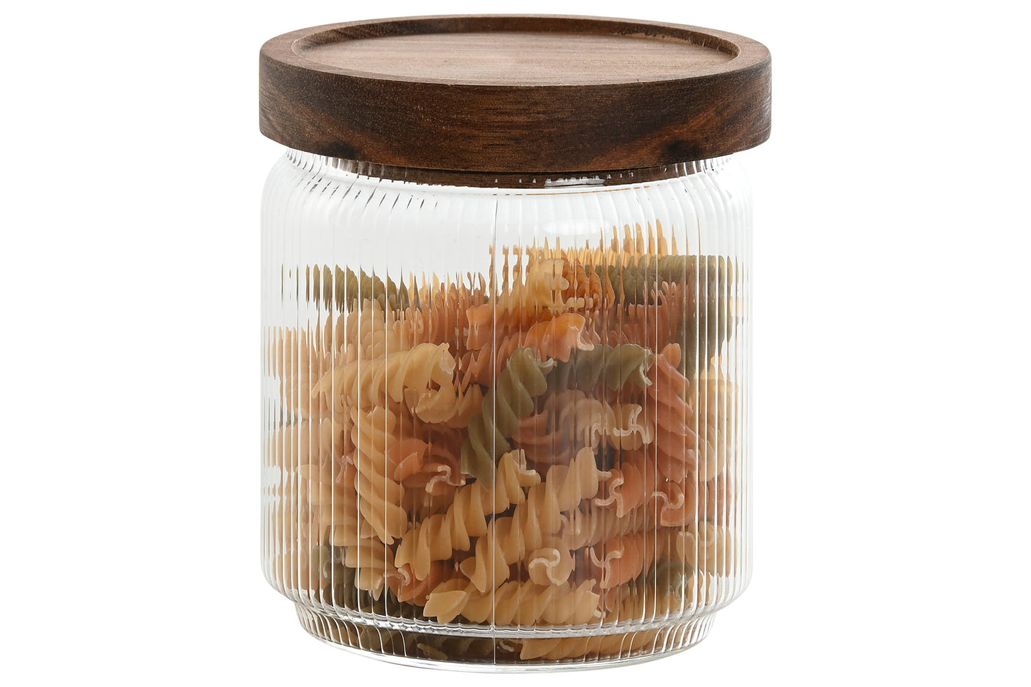POT - Verre strié couvercle acacia - 450ml