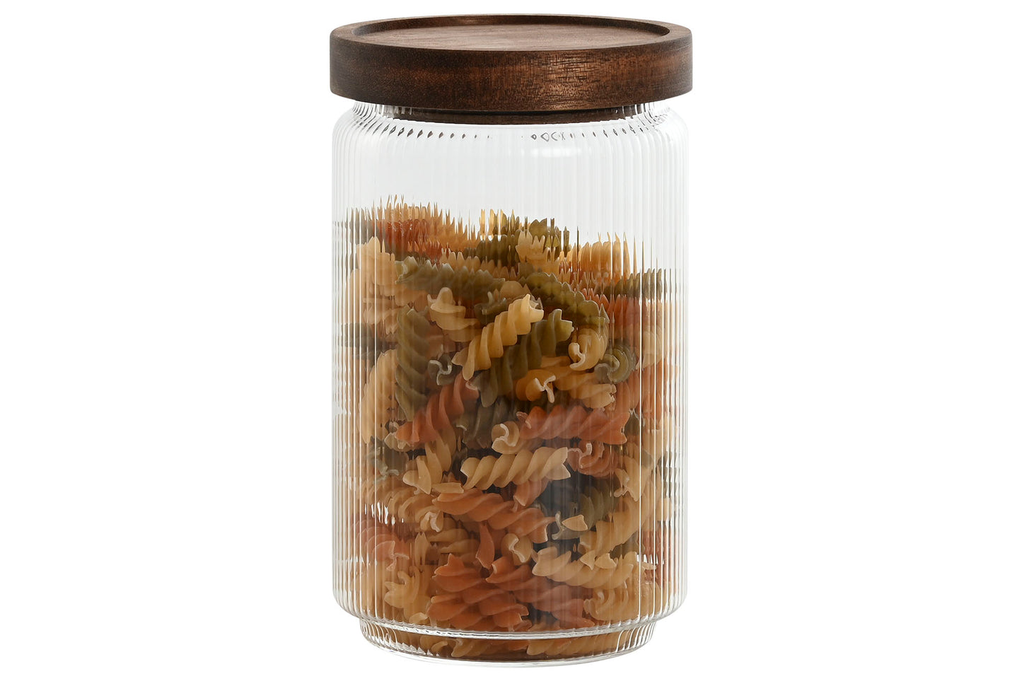 POT - verre strié couvercle acacia - 700ml