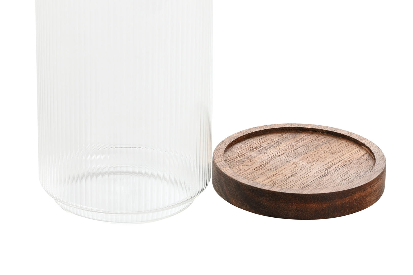POT - verre strié couvercle acacia - 700ml