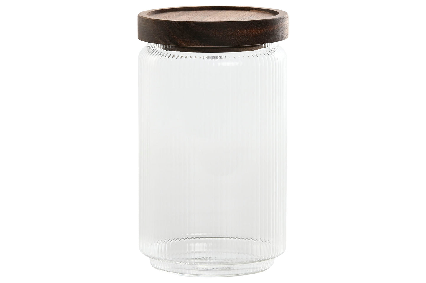 POT - verre strié couvercle acacia - 700ml