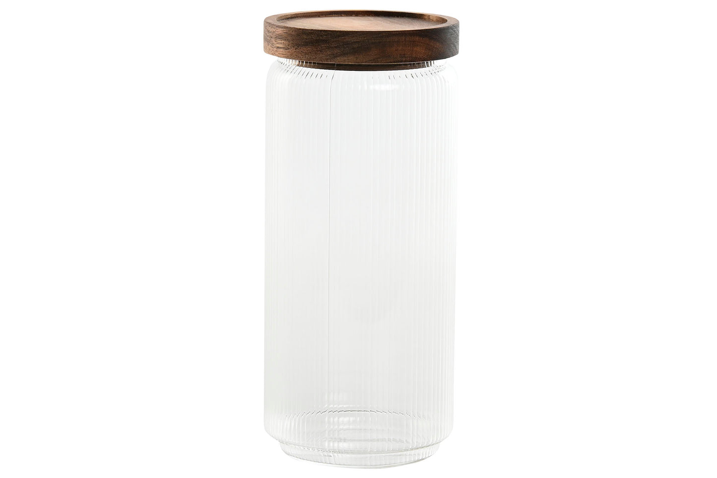 POT - verre strié couvercle acacia - 1L