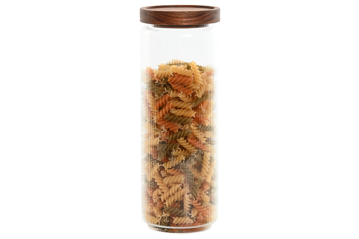 POT - verre strié couvercle acacia 1,25L