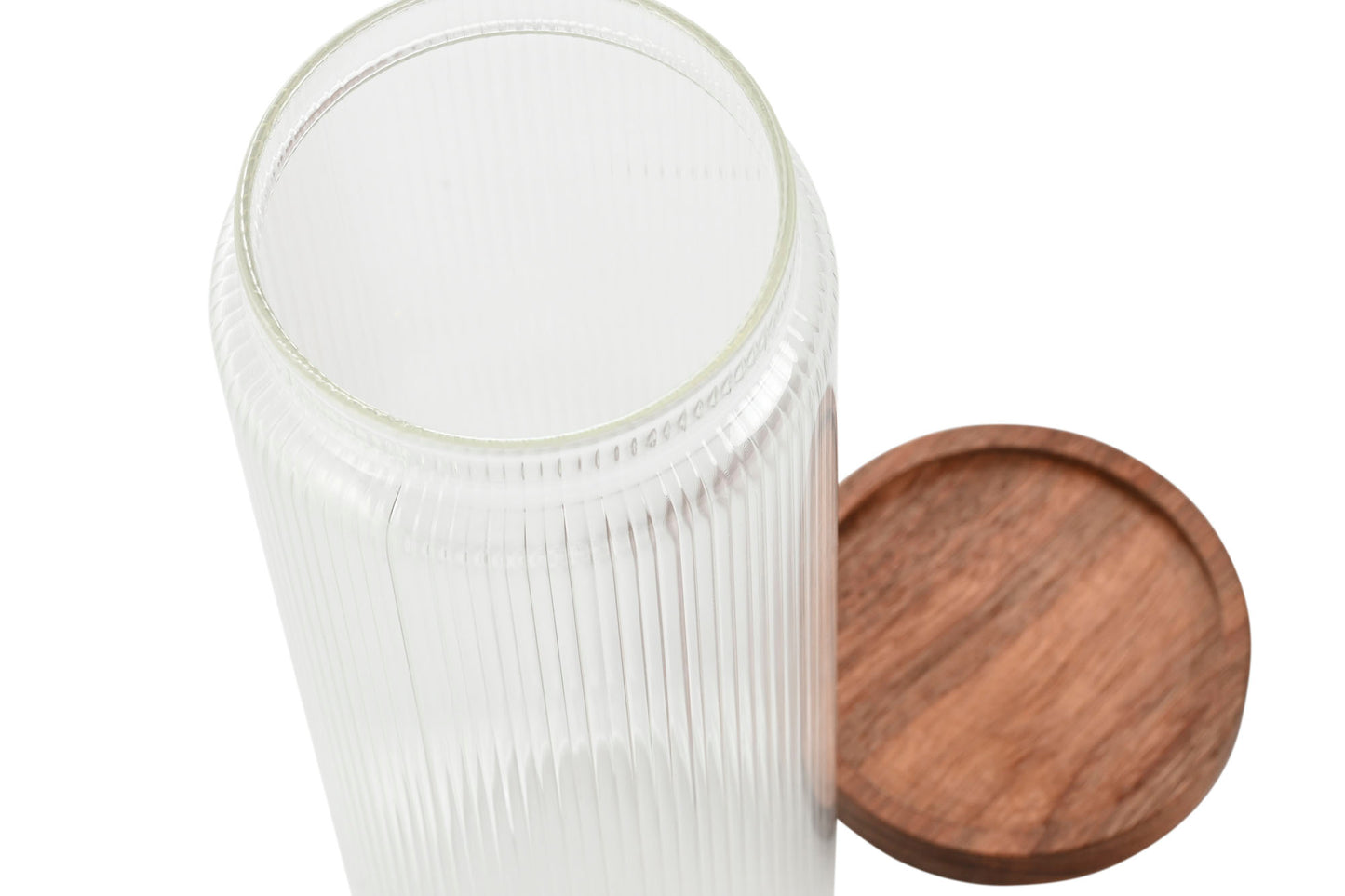 POT - verre strié couvercle acacia 1,25L