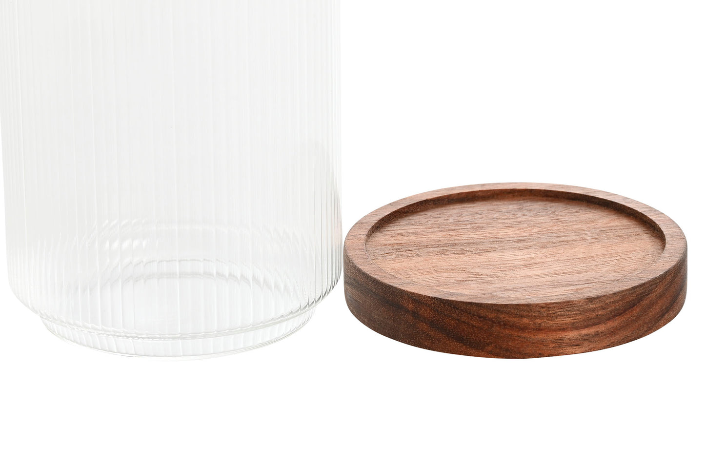 POT - verre strié couvercle acacia 1,25L