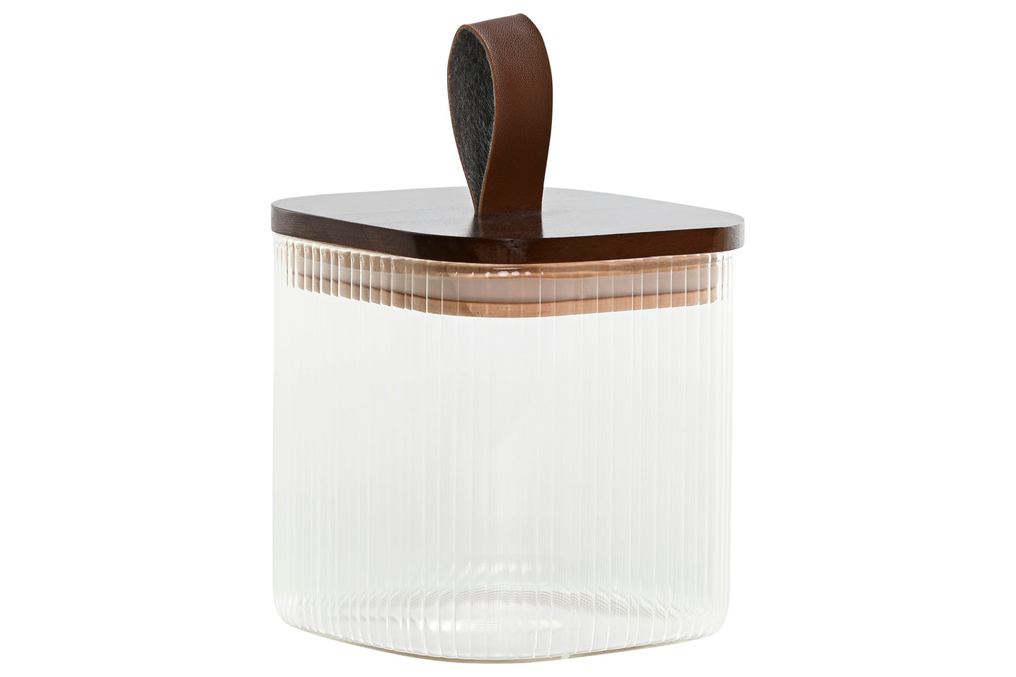 BOCAL - verre strié couvert acacia - 650 ml