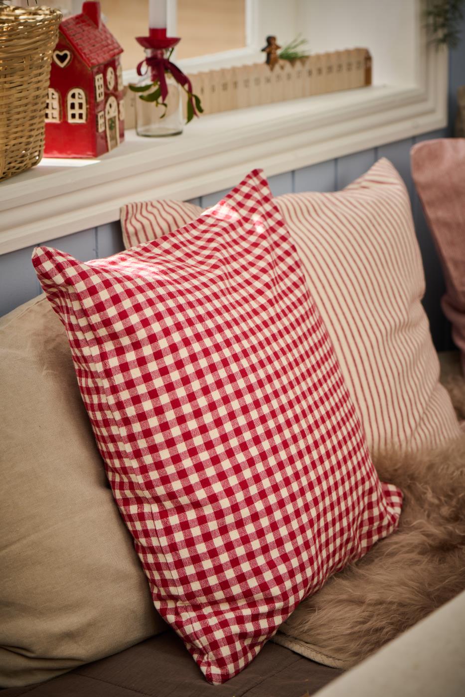 INGRID - blanc/rouge - Coussin 50 x 50 cm