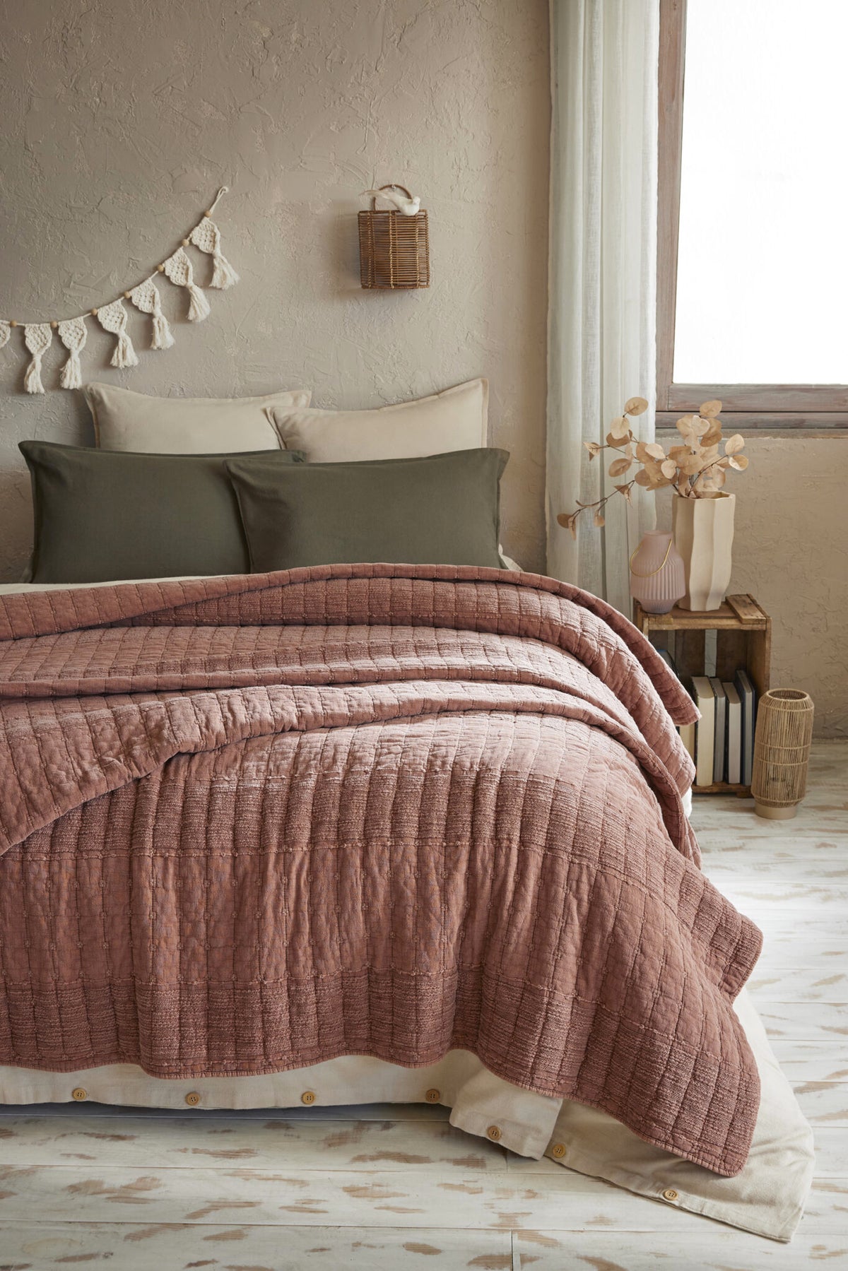 ZELI Couvre-lit coton Jacquard Terracotta 240x260