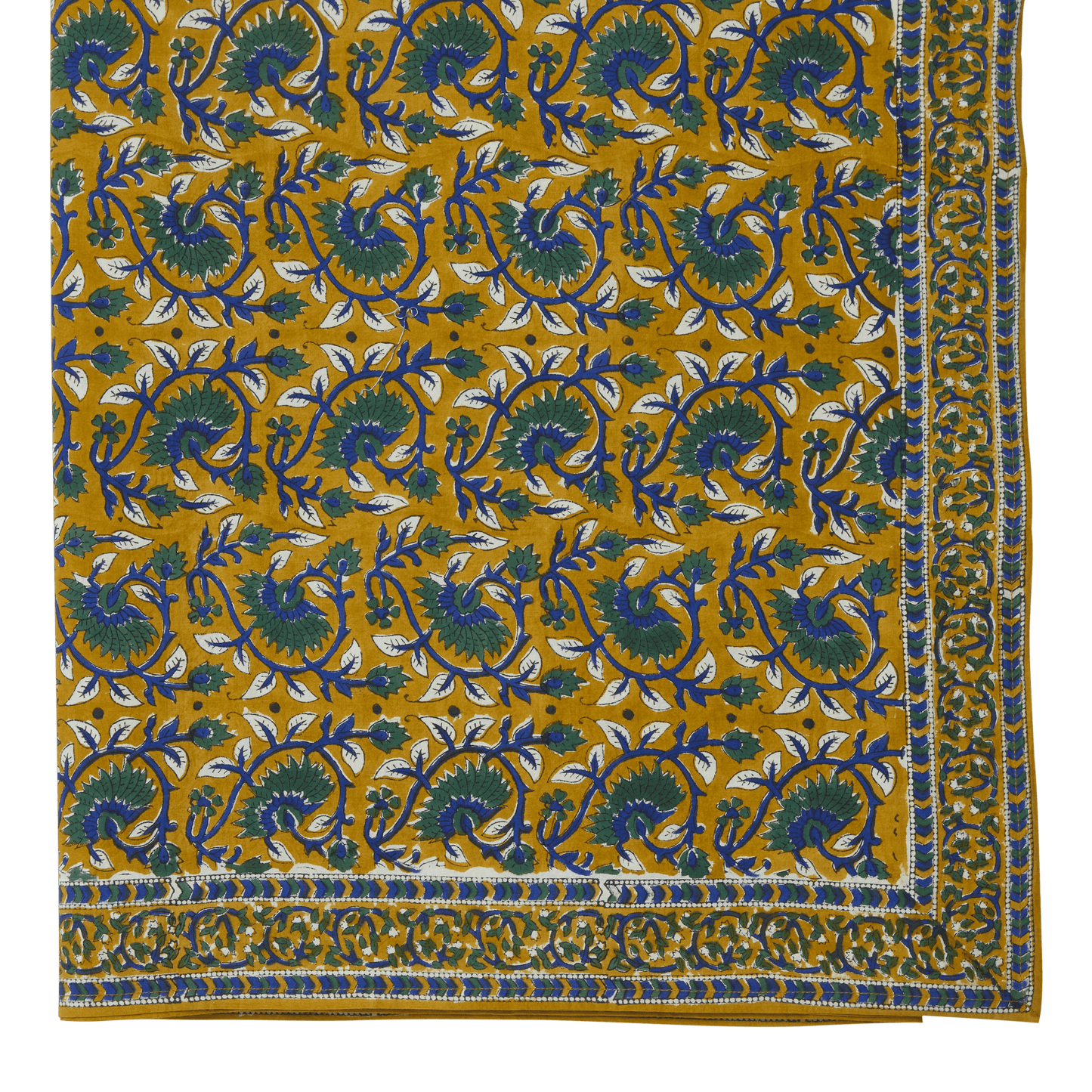 LOTUS - Nappe indienne à imprimé floral Curry - 170 x 300 cm