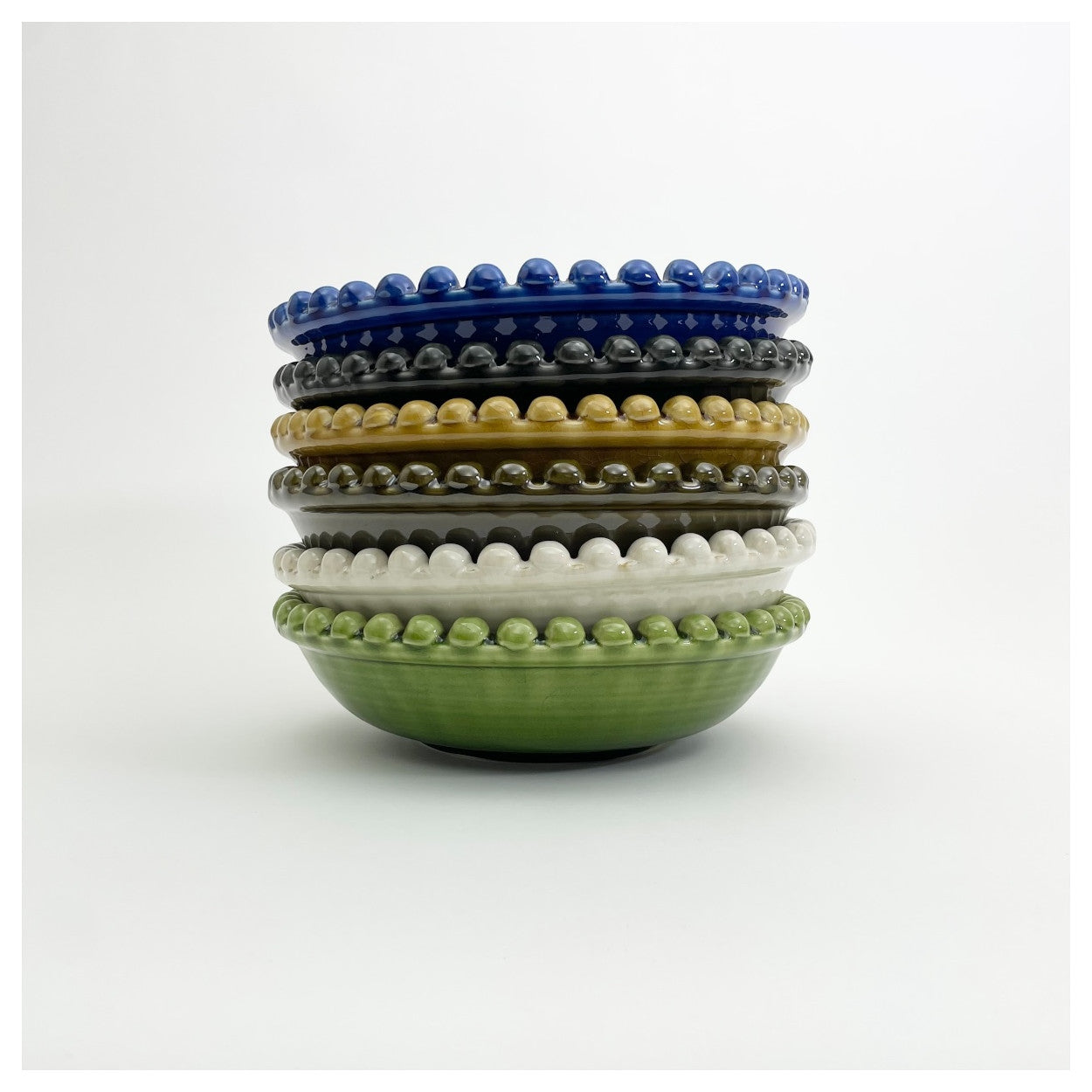 PERLE - Coupe perlée vert Olive PM - D 34 cm