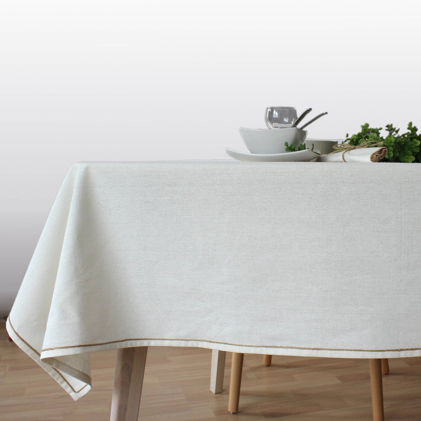 LINA Nappe coton recyclé Gris Clair / 140x240 cm