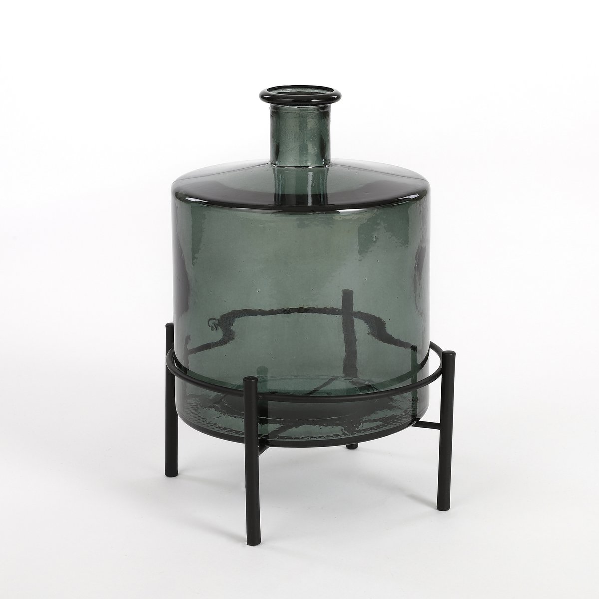 GUAN Vase Bouteille - H26 x Ø21 cm - Verre recyclé - Vert