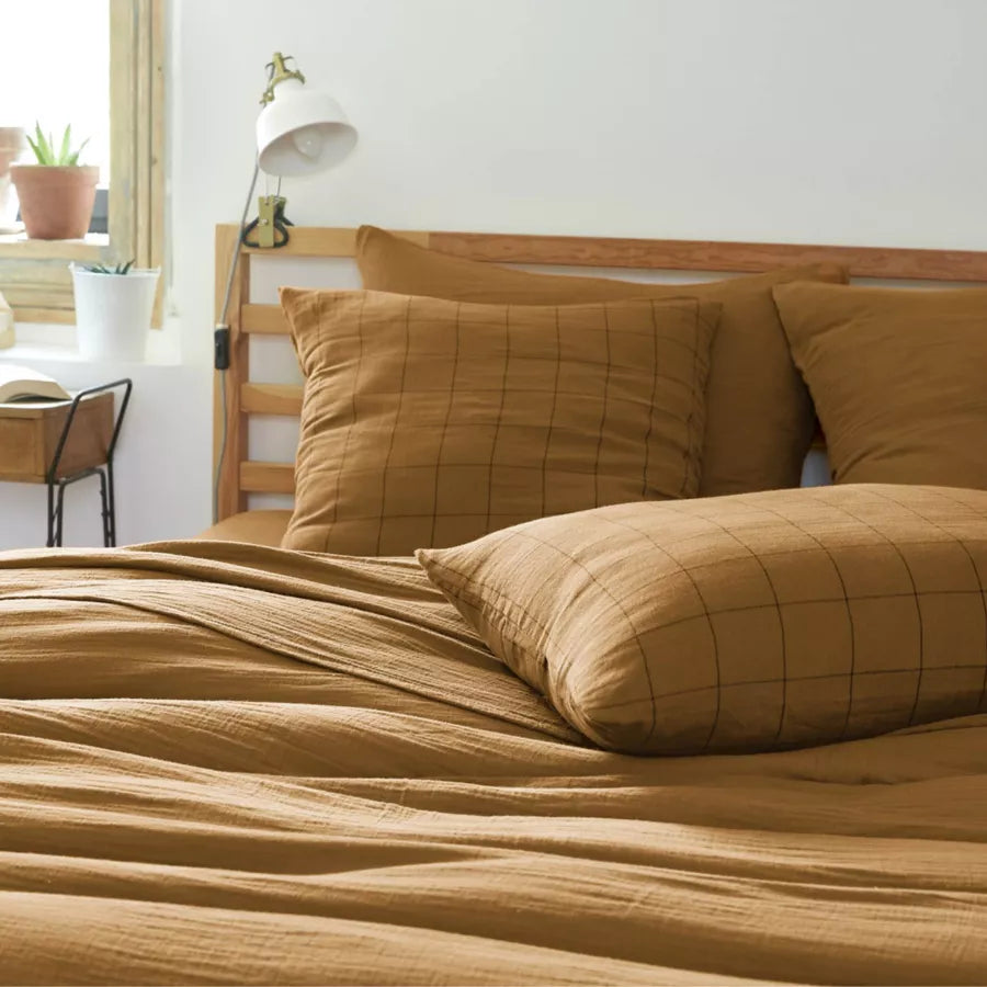 GAIA MATCH - Linge de lit gaze de coton Camel