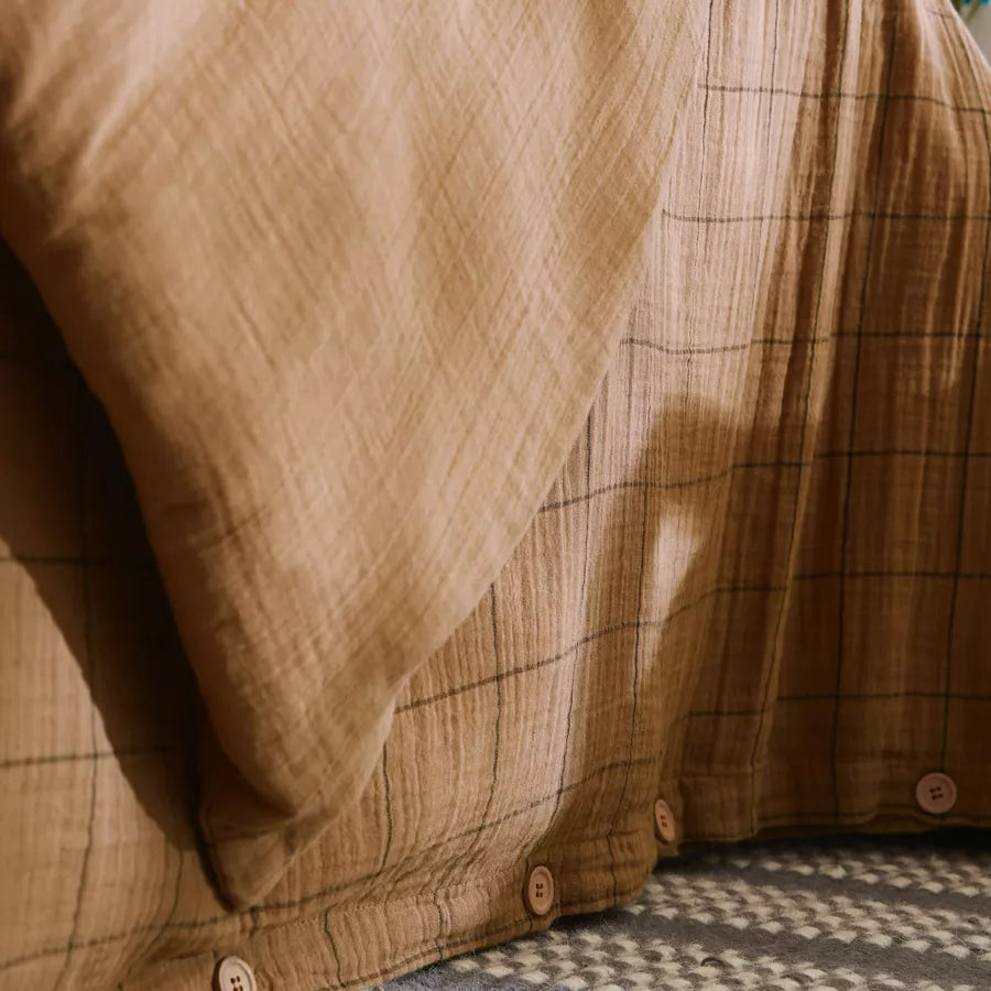 GAIA MATCH - Linge de lit gaze de coton Camel