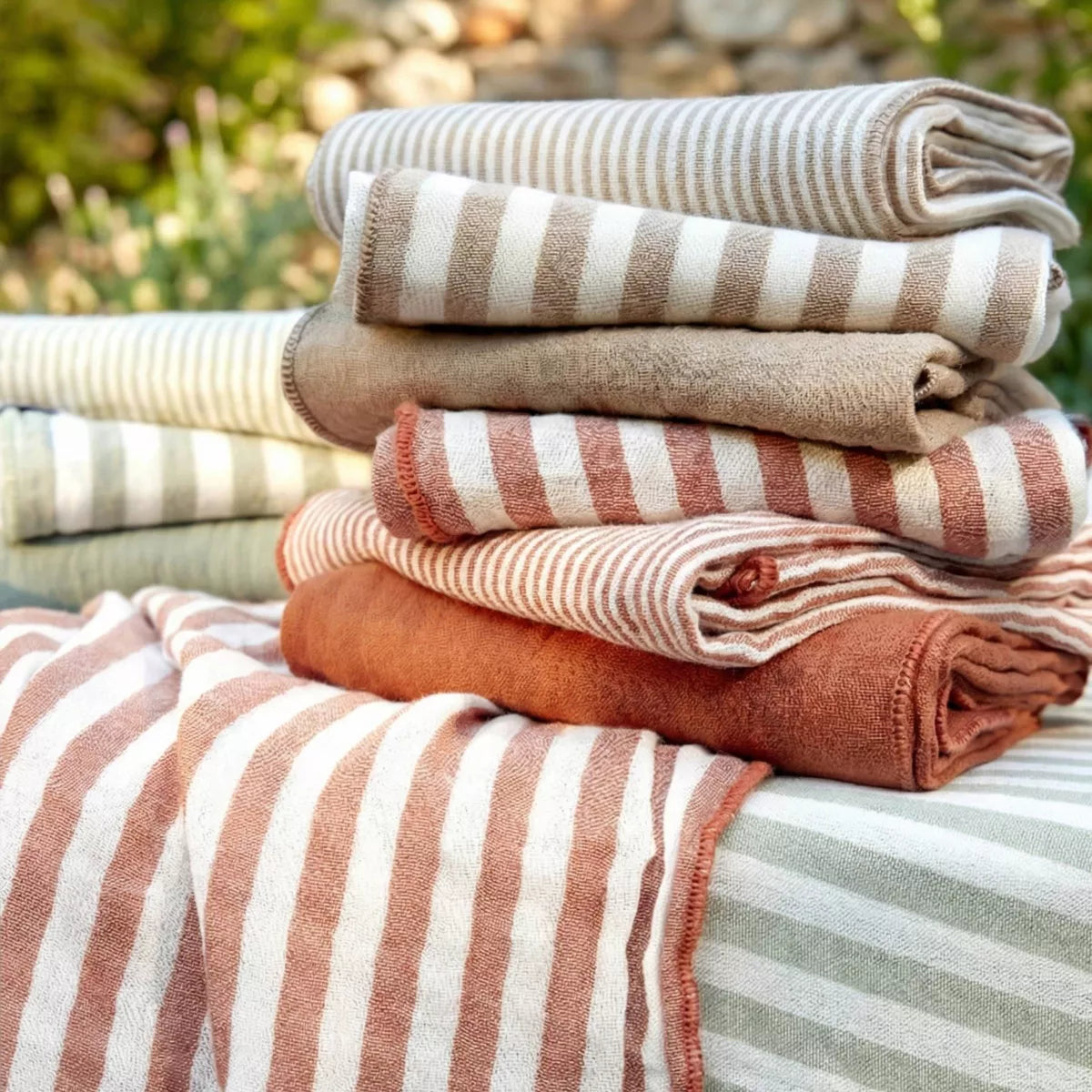 ROMIE Lot de 3 serviettes de table gaze de coton EUCALYPTUS