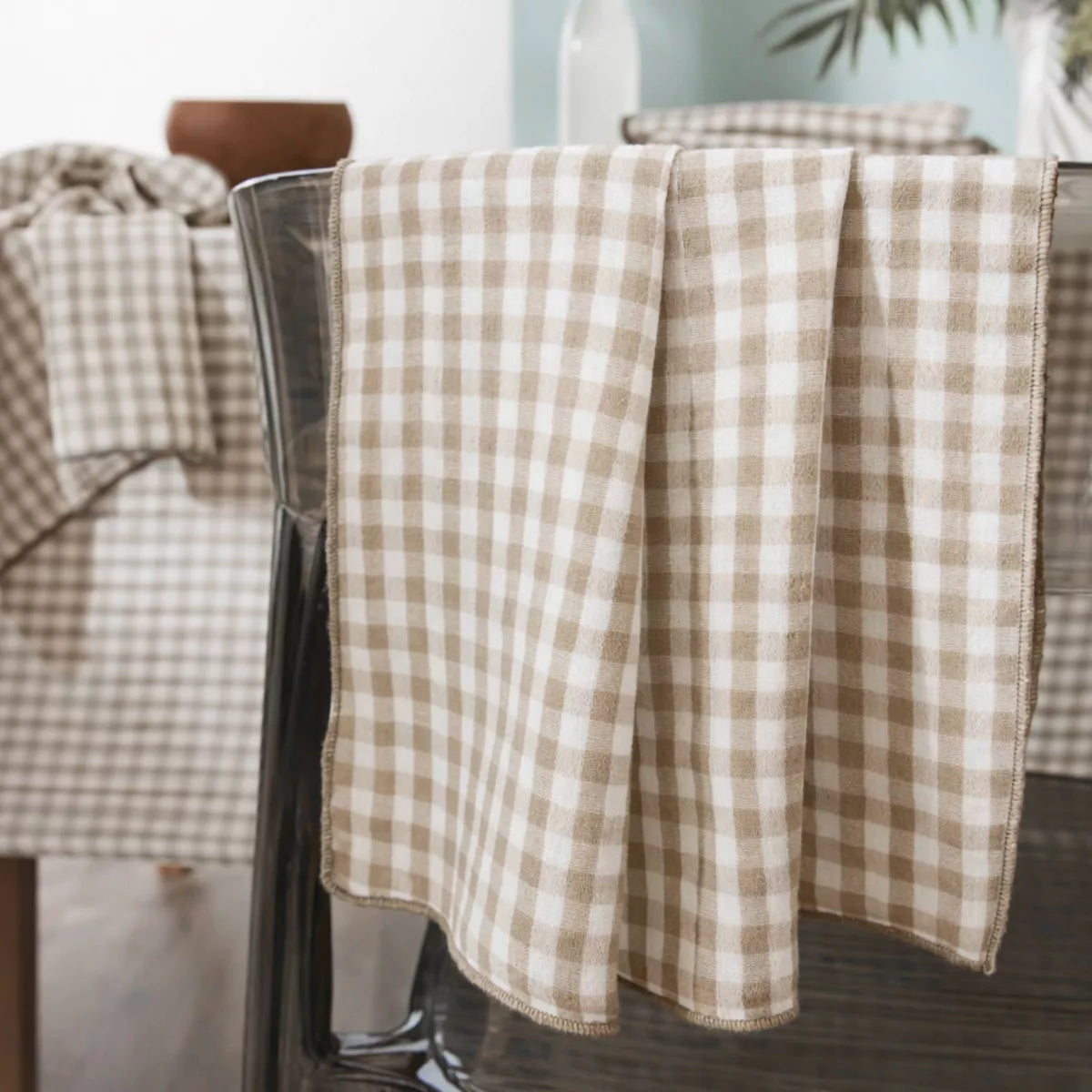 VICKIE Lot de 3 serviettes de table gaze de coton FICELLE