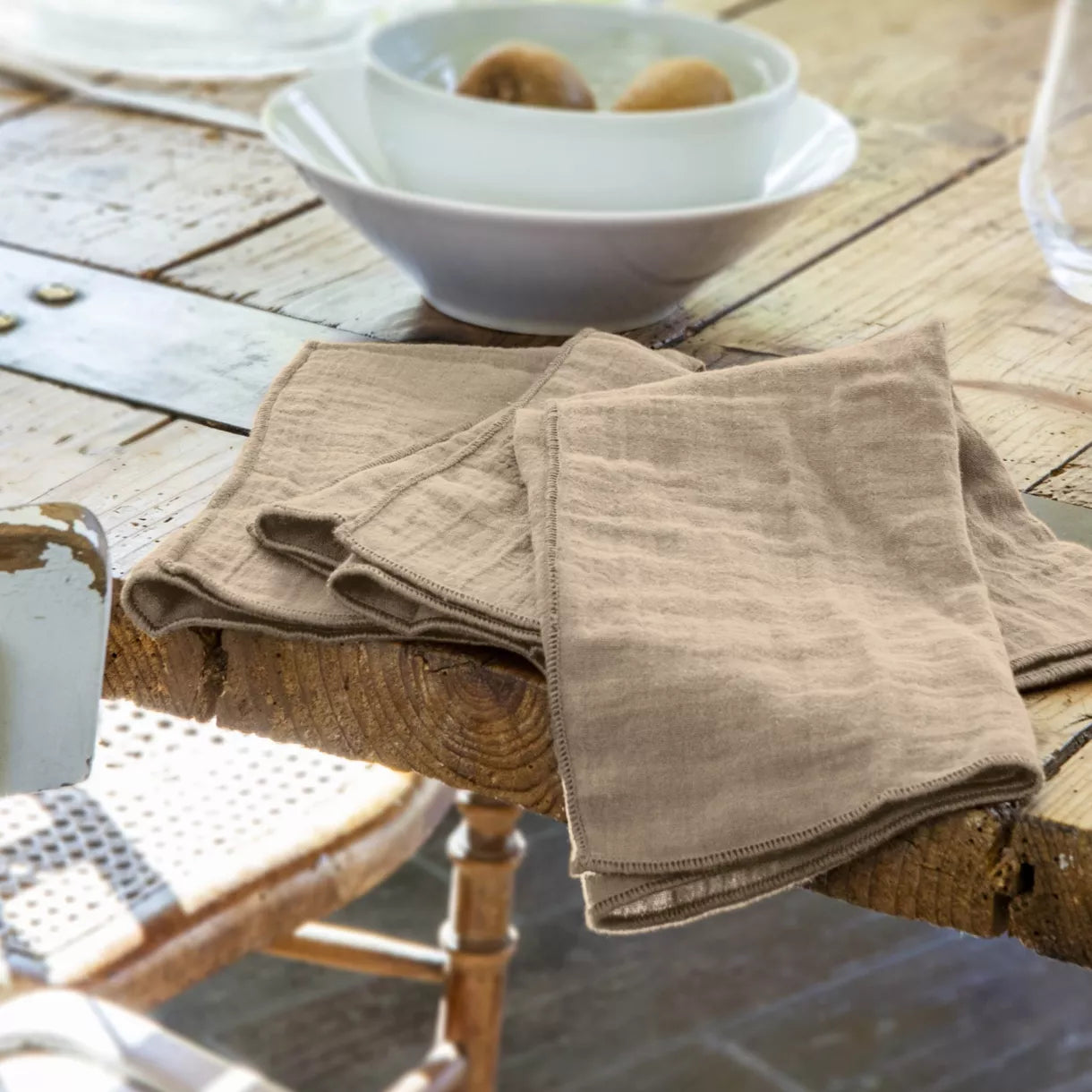 Lot de 3 serviettes de table gaze de coton (couleurs au choix)