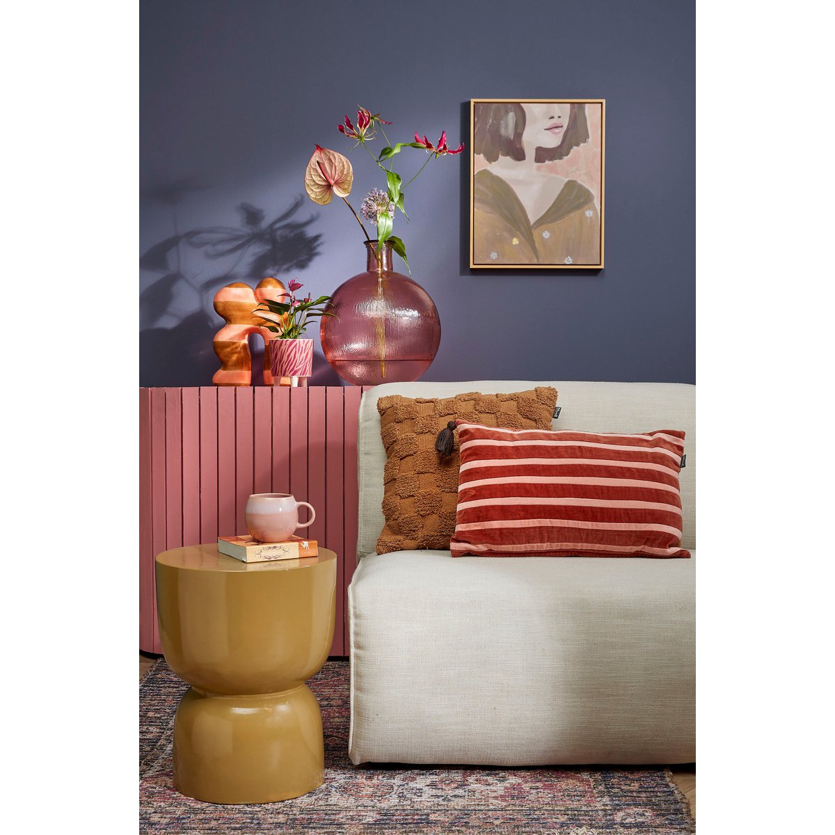 STAGE- Table d'appoint Ciment Jaune - H45 x Ø35 cm