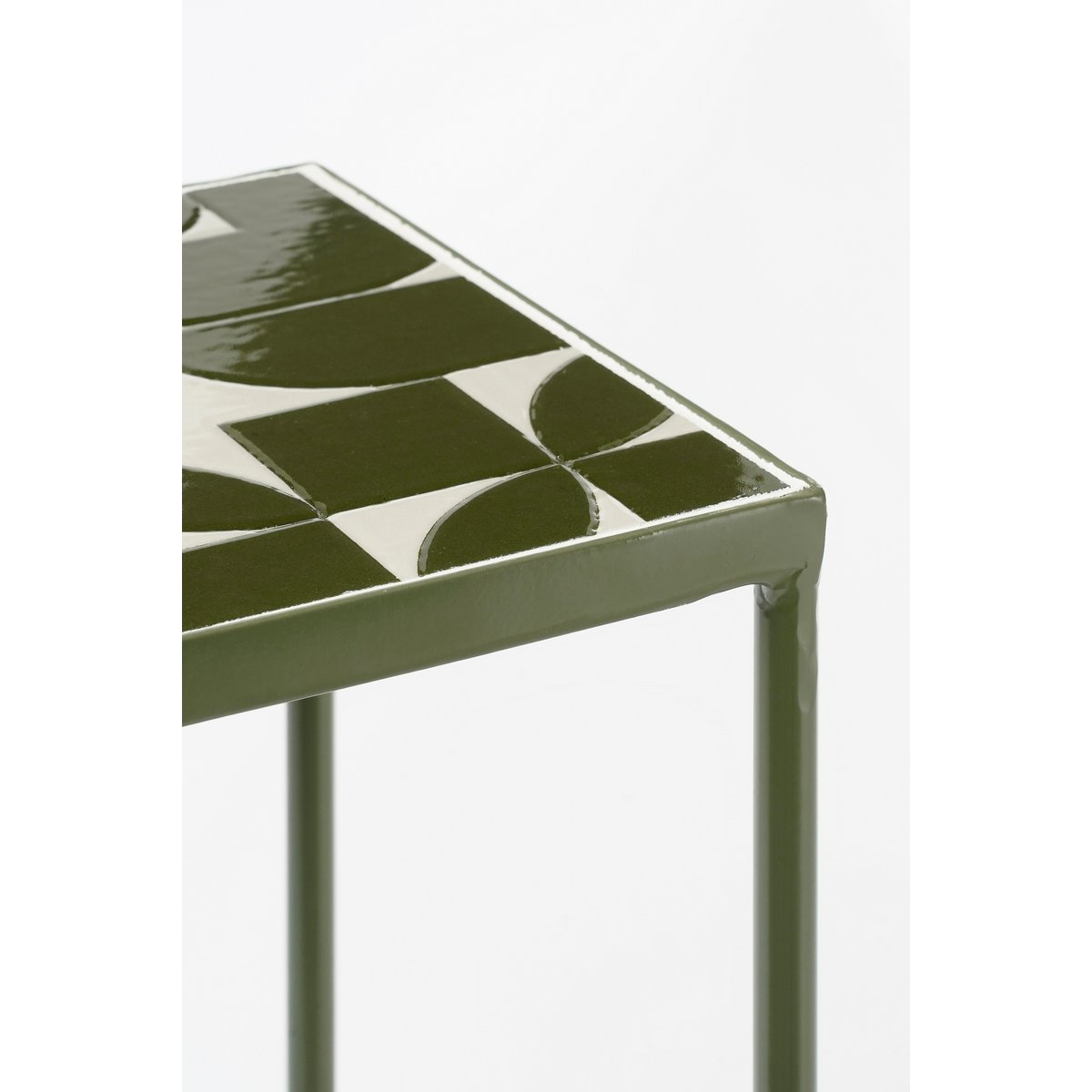 Table d'appoint Bologne à l'extérieur - Ensemble de 3 - L28 x B28 x H67 cm - Métal - vert foncé