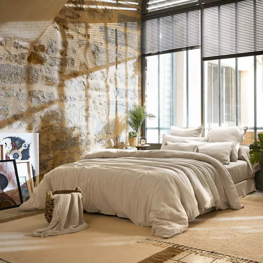 GAIA - Linge de lit gaze de coton Beige Pampa