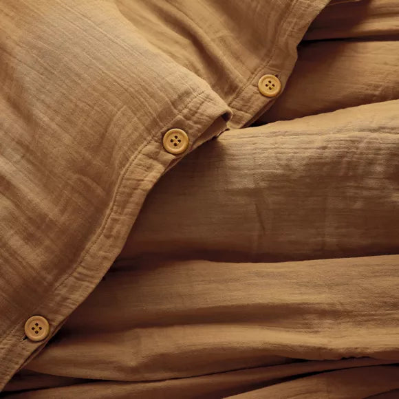 GAIA - Linge de lit gaze de coton Camel
