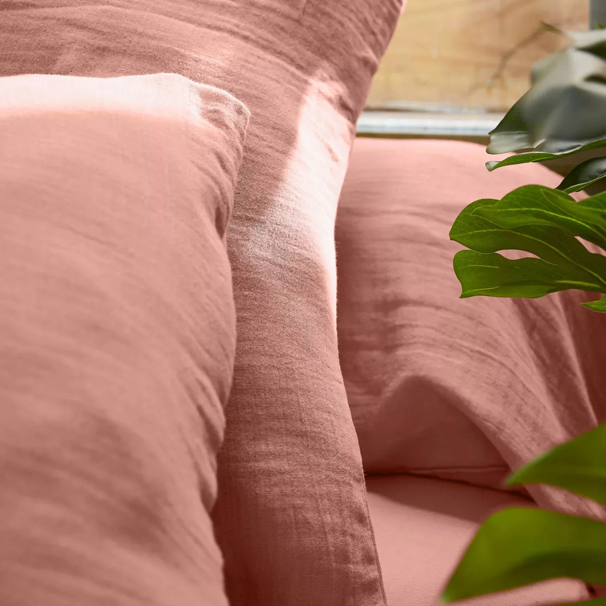 GAIA - Linge de lit gaze de coton Rose pêche