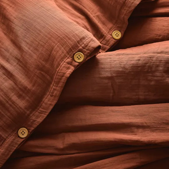 GAIA - Linge de lit gaze de coton Terracotta
