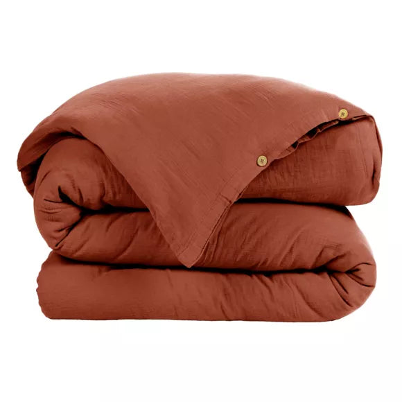 GAIA - Linge de lit gaze de coton Terracotta