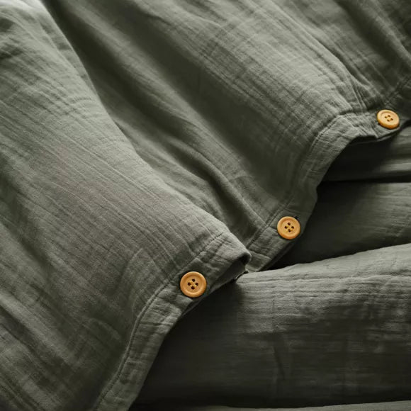 GAIA - Linge de lit gaze de coton Vert Romarin