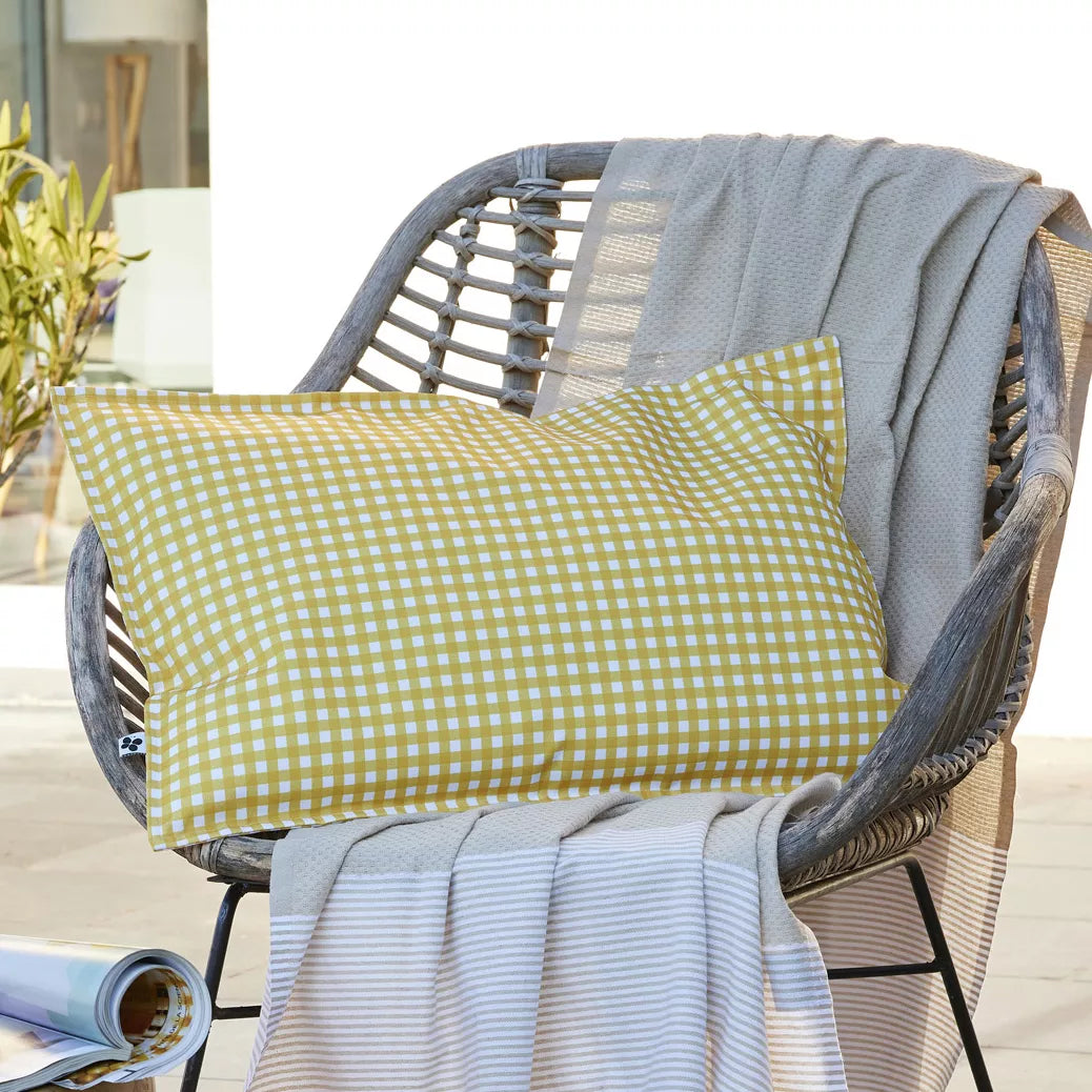 VICKY Housse de coussin extérieur vichy JAUNE