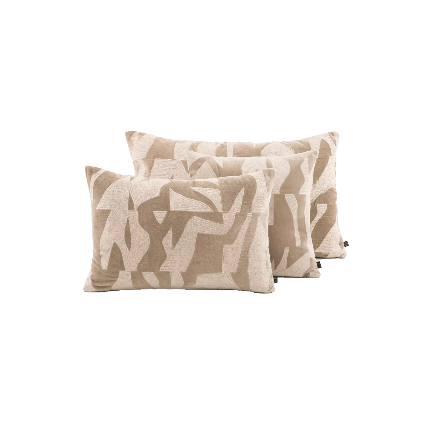 MILTON Housse de coussin velours et broderie Lin